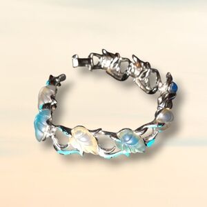 1950s signed Floral vine enamel bracelet Star designer lucite Vintage